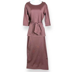 Peruvian Connection Mauve Pink Maxi Dress with Tie Waist